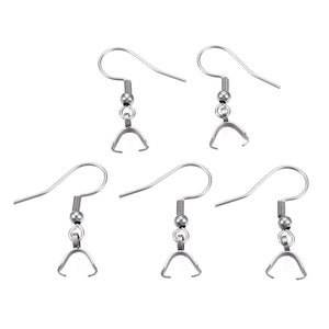 a pair of hooks with bail in 316 stainless steel silver or gold for earrings Silver