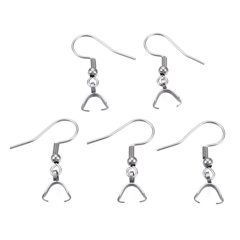 une paire de crochets avec bélière en Acier Inoxydable 316 argent ou doré pour boucles d'oreilles Argent