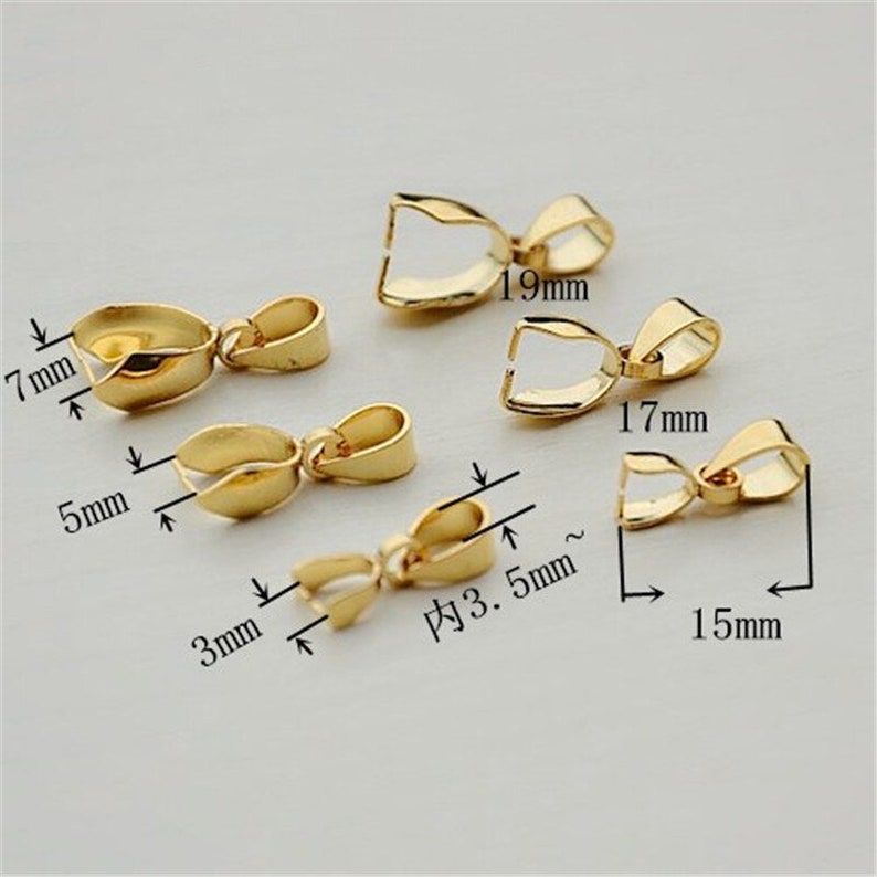 set of 5 clip bails in stainless steel with gold or silver rhodium Gold