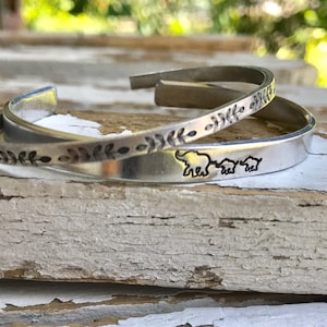 Elephant bracelet • Elephant jewerly  valentine&#39;s • stamped metal cuff • mom bracelet • new mom gift , mimi, yaya gift • baby Elephants