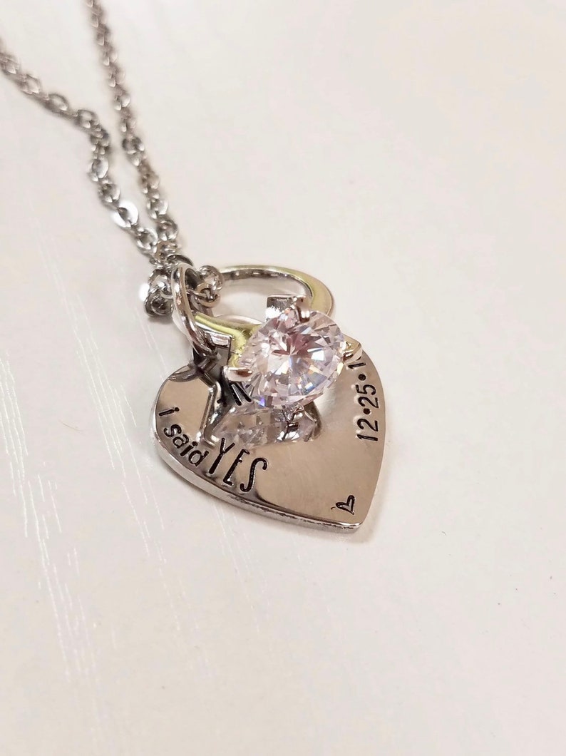 Yes Ring Customized Engagement Ring Necklace Newly Engaged Gift Bride to Be I ...