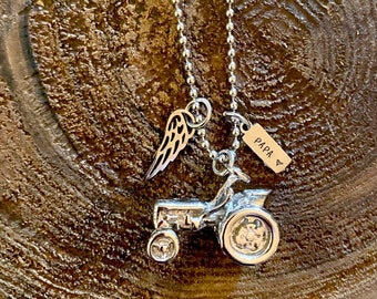 Tractor urn necklace farmers urn for papa farming in heaven urn personalized memorial jewelry urn ashes tractor necklace memorial necklace