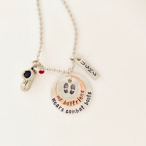 Marine boyfriend necklace military deployment husband deployed soldier girlfriend gift hand stamped deployment gift going in the military . image 4