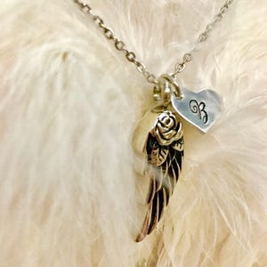Angel wing cremation urn ashes necklace Wing cremation jewerly infant loss remembrance jewelry hand stamped Angel baby urn for her image 7