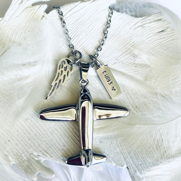 Pilot urn Pilot memorial ashes pendant flight attendant airplane urn airplane ashes necklace urn for memorial necklace .