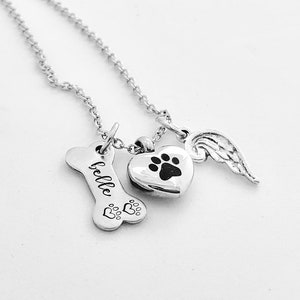 Dog urn paw print urn ashes necklace cremation jewelry pawprint urn necklace cremation vial for dog pet urn dog bone.