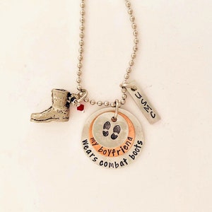 Marine boyfriend necklace military deployment husband deployed soldier  girlfriend gift hand stamped deployment gift going in the military .