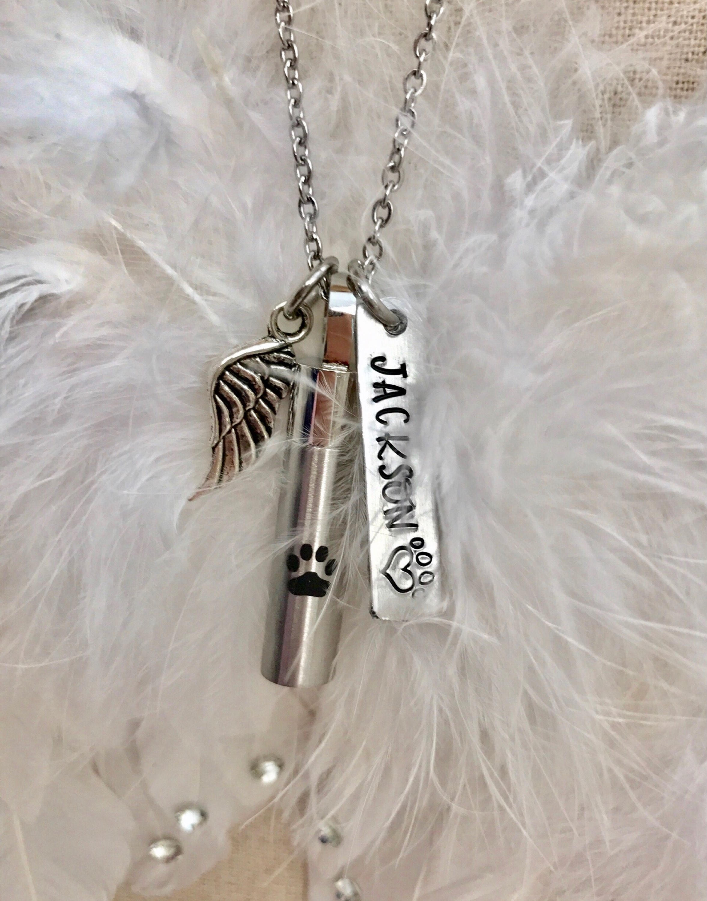 Hearbeingt Paw Print Urn Necklace For Ashes Heart Pet Cremation Jewelry For Ashes Of Dog/Cat Funeral Keepsake Urn Necklace Pet Memorial Jewelry For Women Men