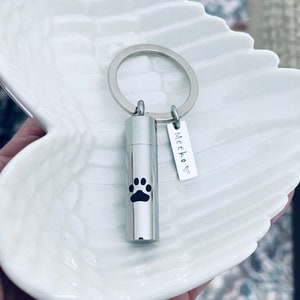 Dog urn key chain pet cremation cylinder for ashes cat memorial key ring pet ashes vial cylinder ashes cat ashes jewelry loss of fur child