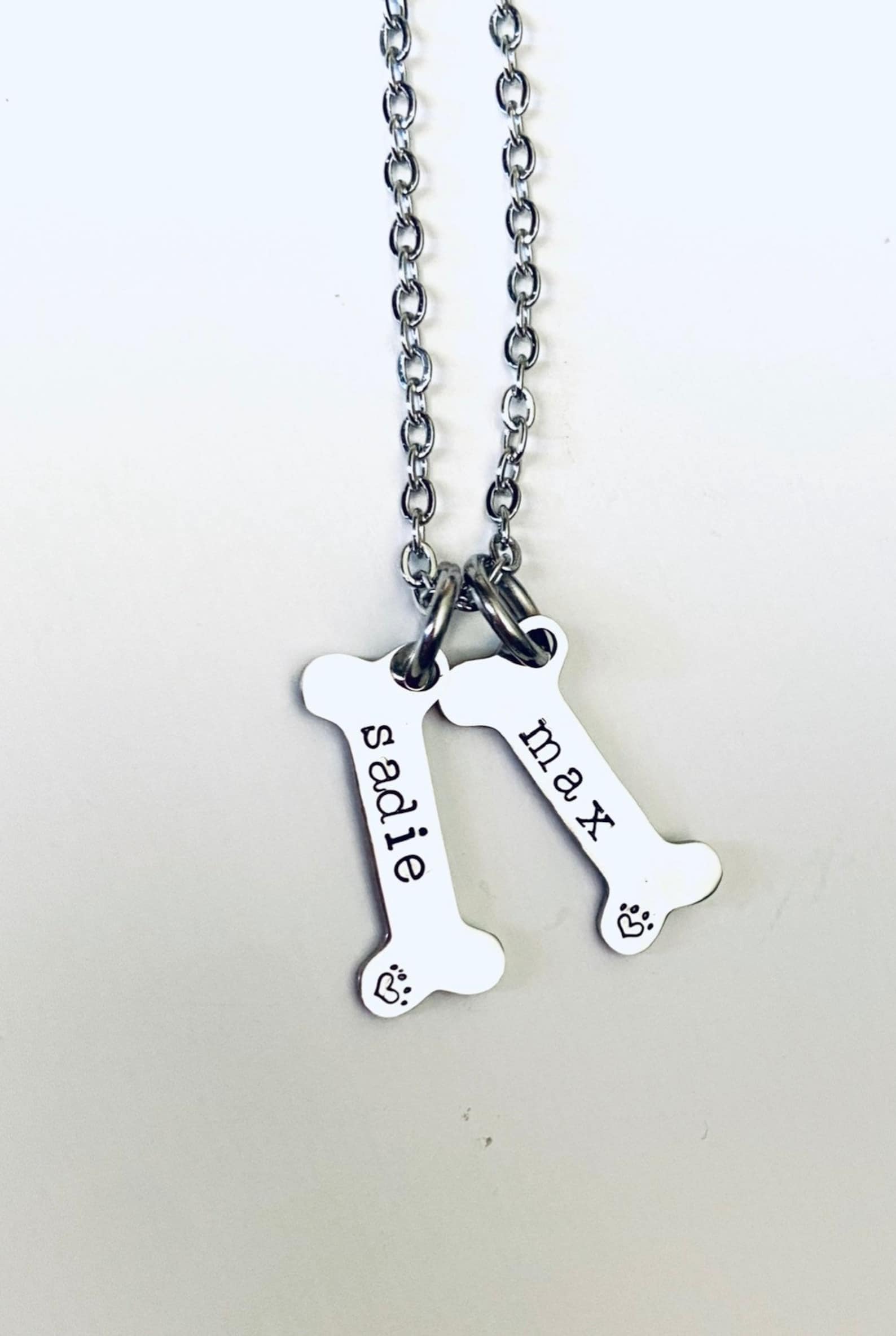 Dog Bone Necklace Dog Bone Charm Personalized Dog Necklace Etsy