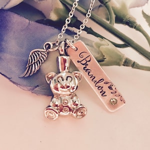 Teddy bear urn necklace • Ashes necklace cremation memorial jewelry for child urn, Teddy Urn • urn for baby angel baby urn