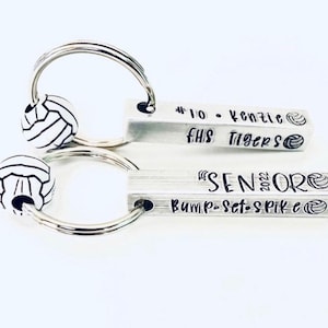 Personalized volleyball senior 2024 key chain volleyball gift hand stamped metal key ring high school senior gift personalized Senior gift