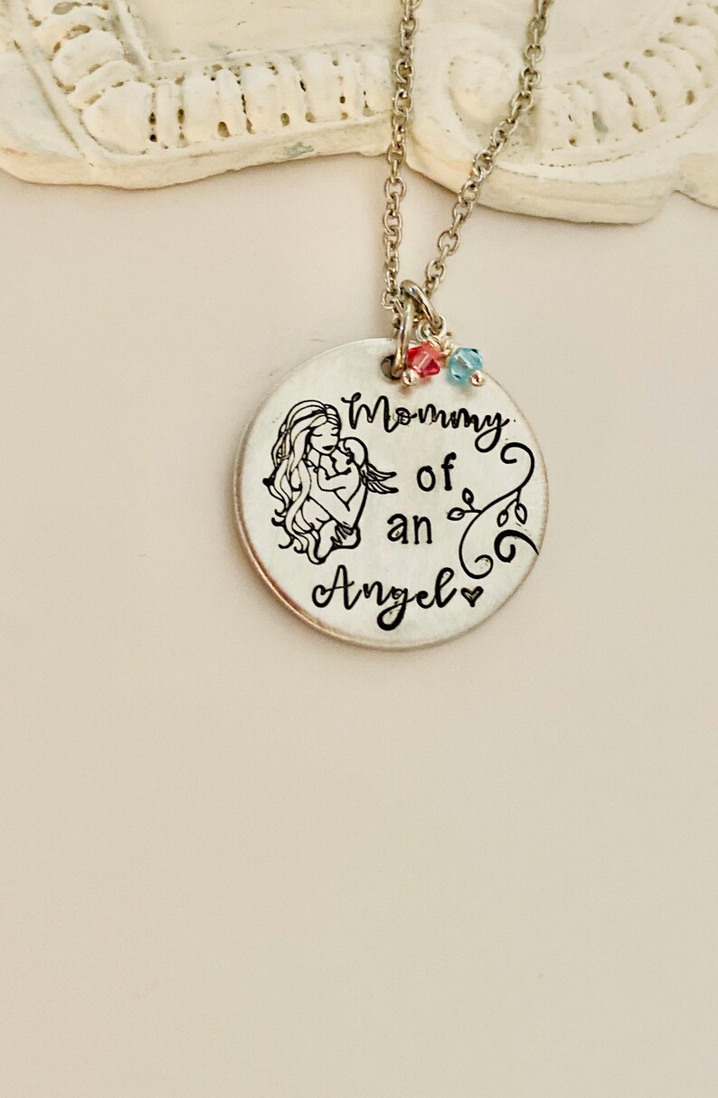 Mommy of an Angel Necklace Born Into Heaven Angel Baby Gift Etsy