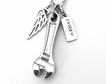 Wrench urn cremation necklace urn for him  memorial jewerly wrench Carpenters urn ashes necklace urn for dad memorial necklace for ashes