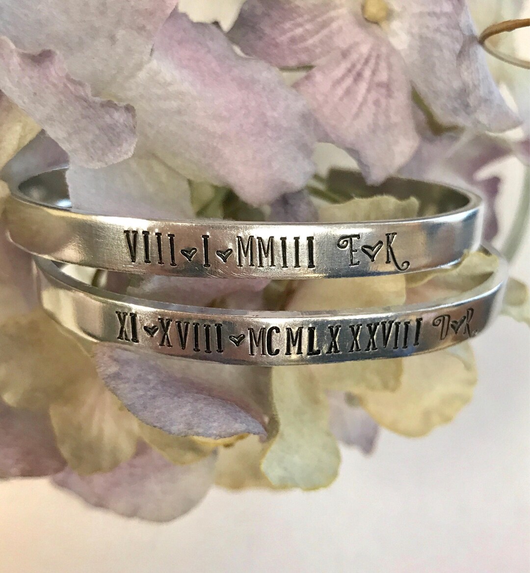 Roman Numerals Bracelet Roman Numbers Birth Date • Special Date Wedding ...