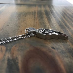 Angel wing cremation urn ashes necklace Wing cremation jewerly infant loss remembrance jewelry hand stamped Angel baby urn for her image 4