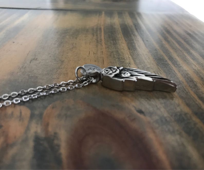 Angel wing cremation urn ashes necklace Wing cremation jewerly infant loss remembrance jewelry hand stamped Angel baby urn for her image 4