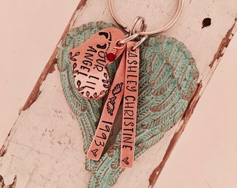 Born into Heaven  Angel wing memorial key chain  infant loss gift  Mommy of an Angel  Daddy of an Angel  pet memorial key chain