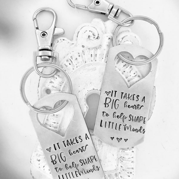 Teacher gift teacher key chain preschool teacher gift day care teacher hand stamped teacher keyring  back to school best teacher #1 teacher