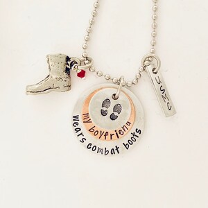 Marine boyfriend necklace military deployment husband deployed soldier girlfriend gift hand stamped deployment gift going in the military . image 3