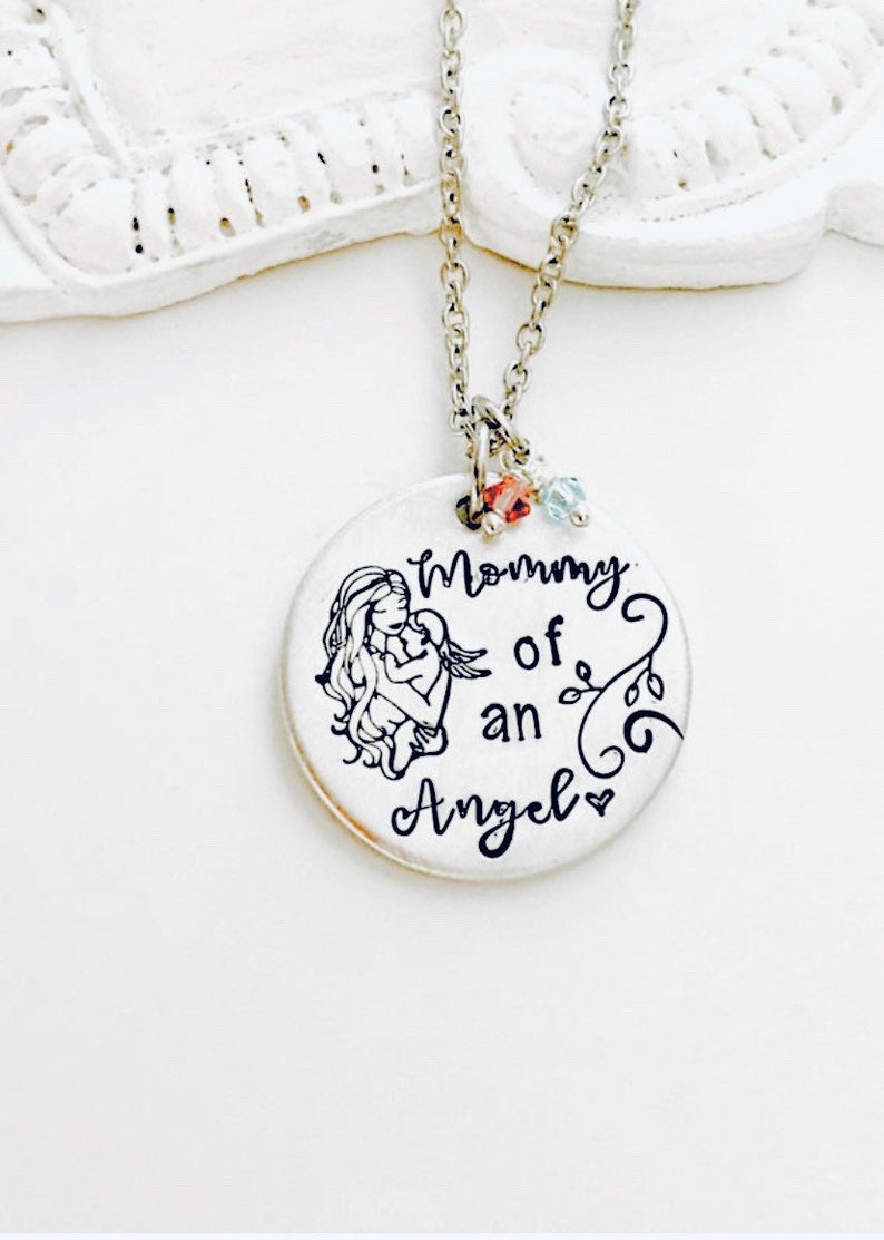 Mommy of an Angel Necklace Born Into Heaven Angel Baby Gift Etsy