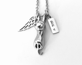 Urna de gato Colgante de cremación Urna de gatito para cenizas Collar conmemorativo pérdida de gatito estampado a mano Personalizar urna de gato Cremación pérdida de gato.