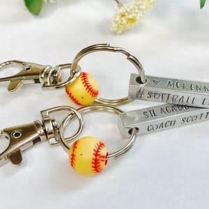 Personalized 2026 softball Coach gift key ring softball mentor gift select softball Key ring hand stamped sports key ring softball team gift