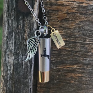 Bullet urn cremation hunter&#39;s ashes memorial keepsake urn deerly missed hunting urn deer hunter husband&#39;s ashes grandpa hunting urn