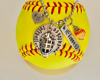 Softball catcher • softball player • softball mom necklace • #softball life • softball catcher gift • softball pendant behind the plate