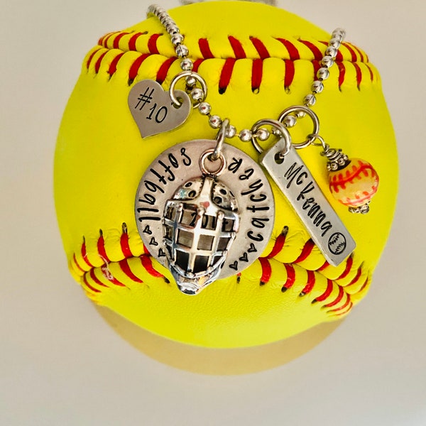 Softball catcher • softball player • softball mom necklace • #softball life • softball catcher gift • softball pendant behind the plate