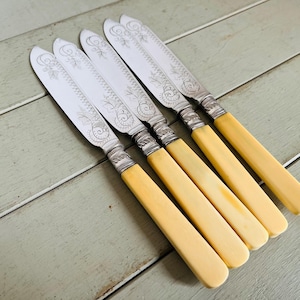 Lovely Vintage set of 5 Silver Plated Fish Knives
