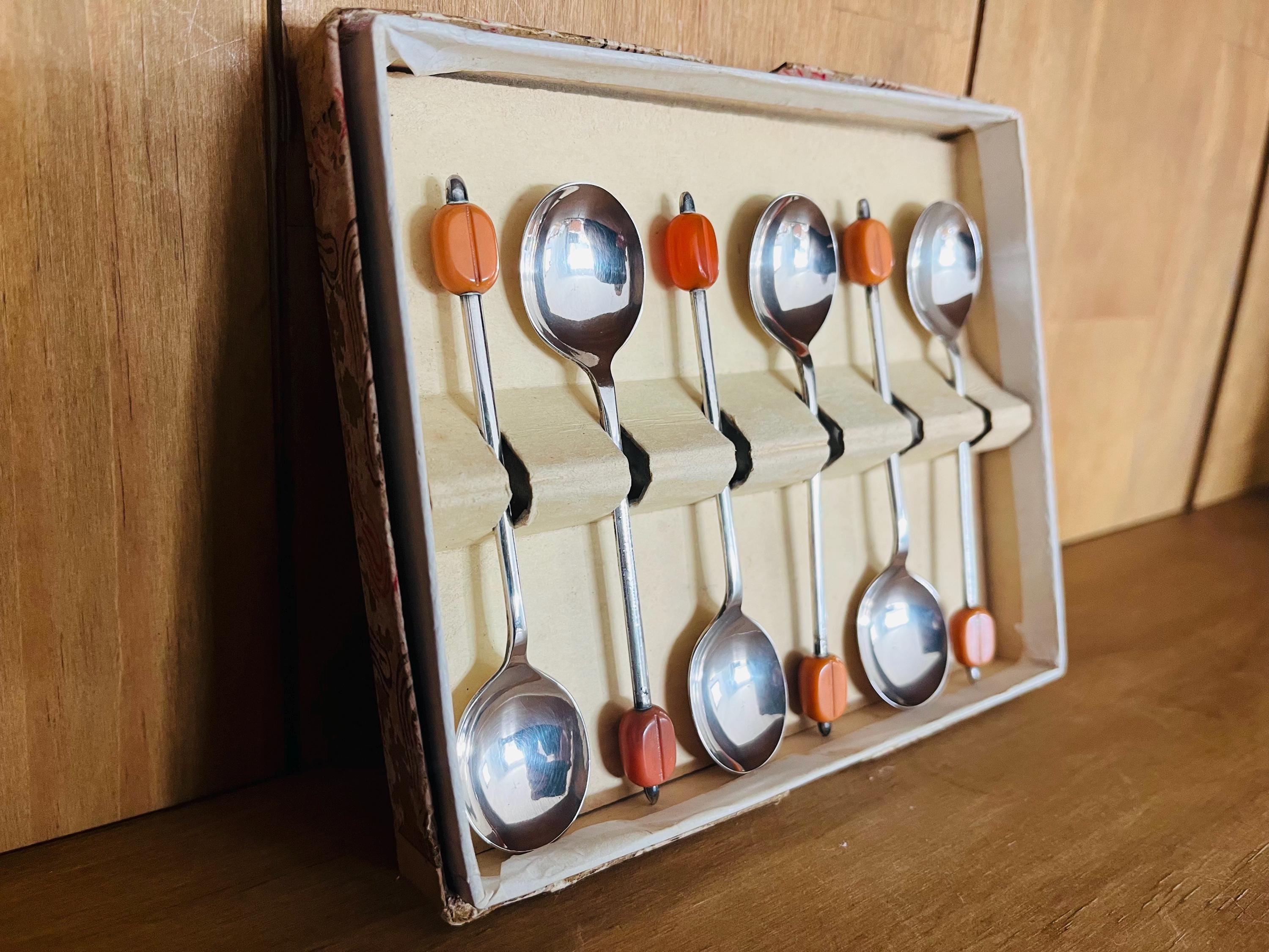 素敵なヴィンテージボックスセット 6個入り シルバーメッキ コーヒー豆