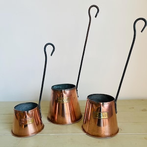 Lovely Vintage set of 3 Copper Cider Measuring Cups