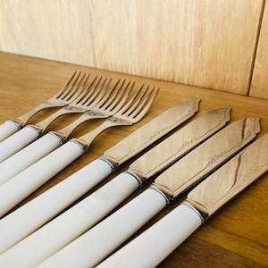 Lovely Vintage set of 4 Chrome Plated Fish Cutlery Set