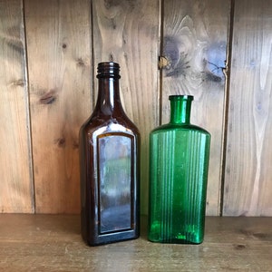 Lovely Set of 2 Vintage Glass Chemist Bottles