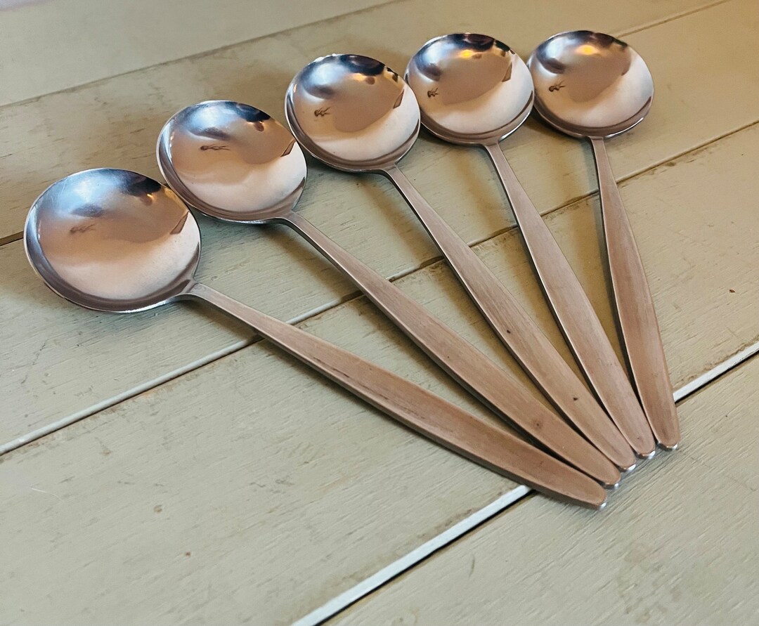 Lovely Vintage Set of 5 Stainless Two Worlds Empire Soup Spoons Etsy