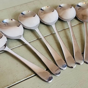 Vintage Bilchrome Silver Plated Soup Spoons - Sheffield England, Set of 6