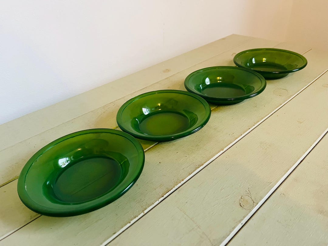 素敵なヴィンテージグリーンガラス食器4枚セット - Etsy 日本