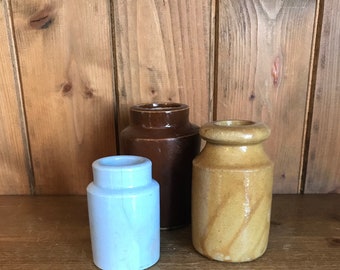 Vintage salzglasierte Flaschen-Set - Dekorative Keramik (3er-Set)