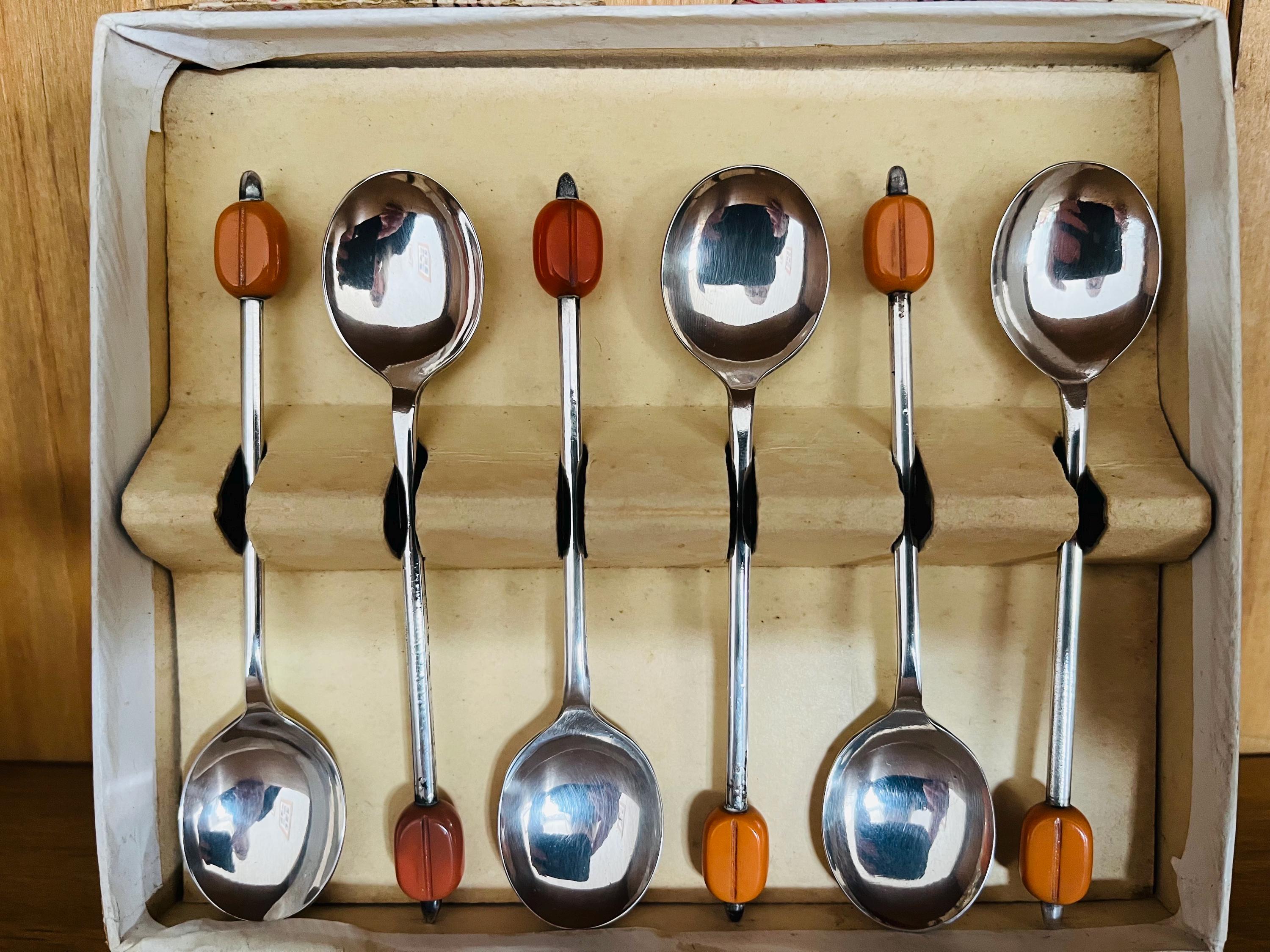 素敵なヴィンテージボックスセット 6個入り シルバーメッキ コーヒー豆