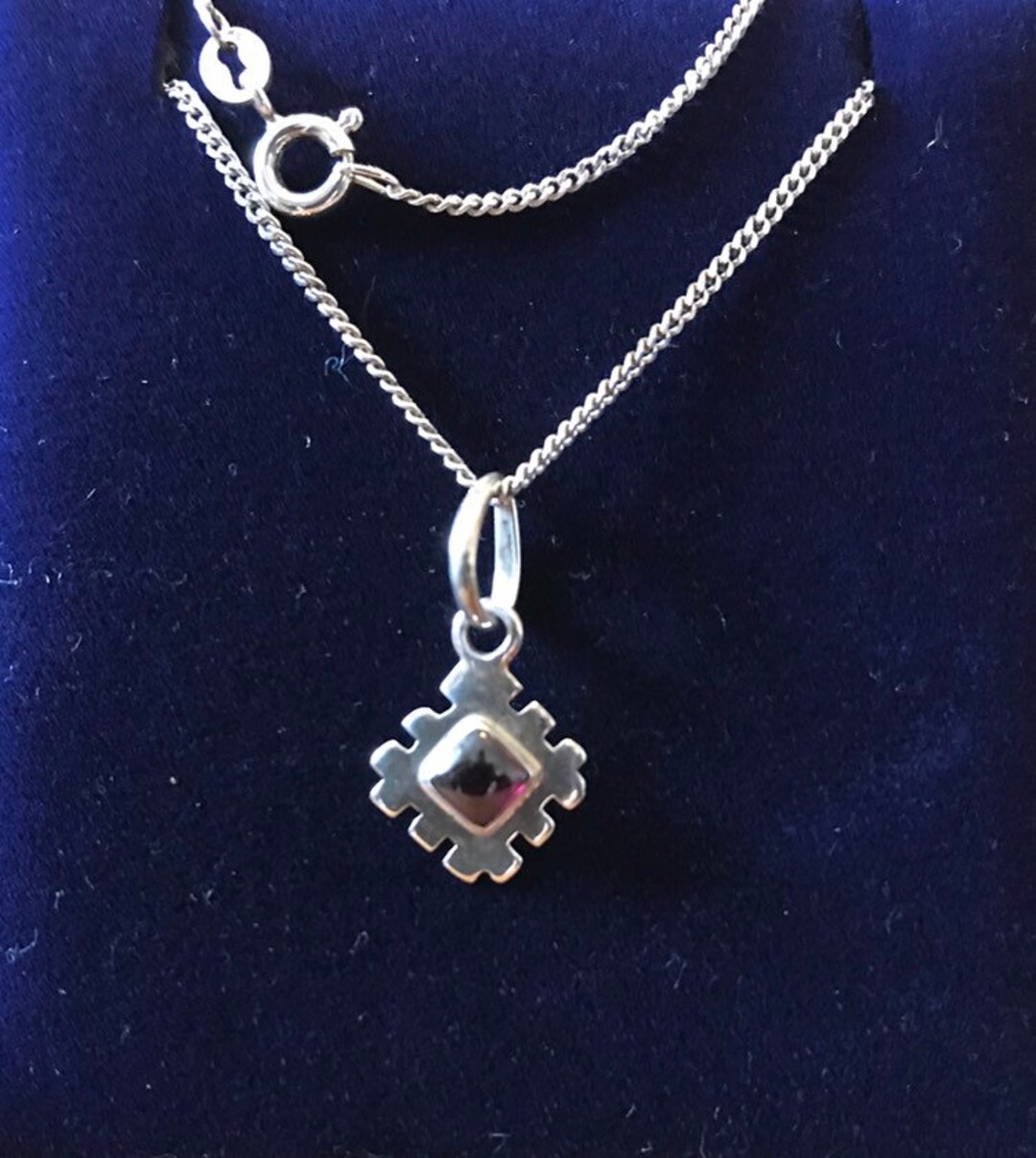 Collier Vintage Années 70 En Argent 925 Et Grenats - Longueur 60cm, Occasion Porté