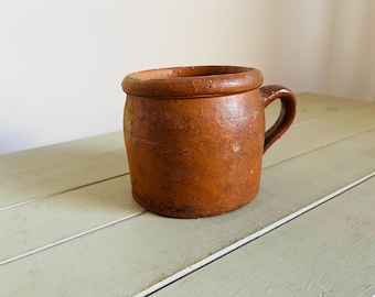 Vintage französischer Steinzeug Krug, rustikale dekorative Keramik