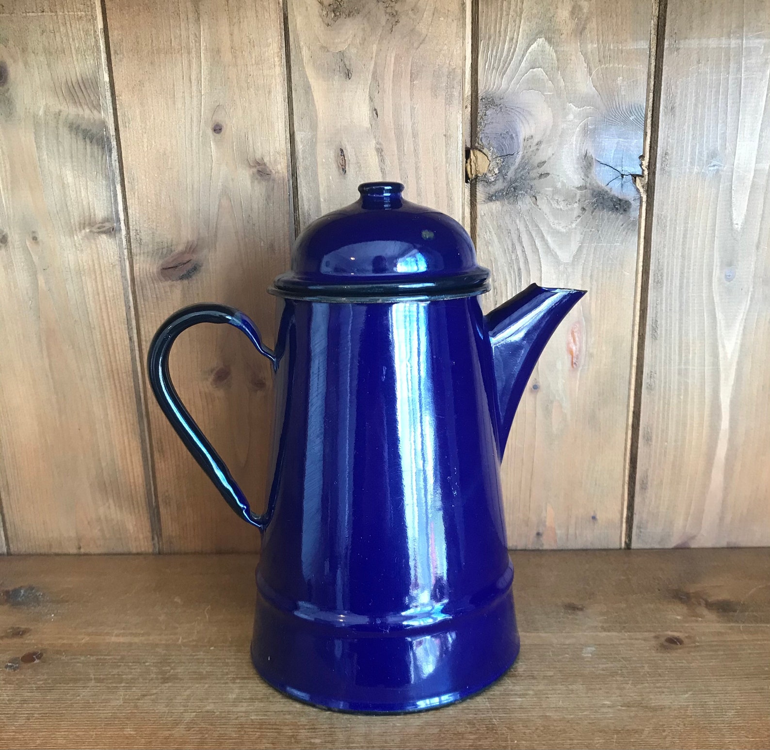 Lovely Vintage Blue Enamel Coffee Pot Etsy