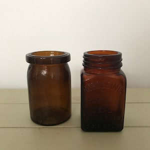 Lovely Set of Vintage Dark Amber Glass Bottles