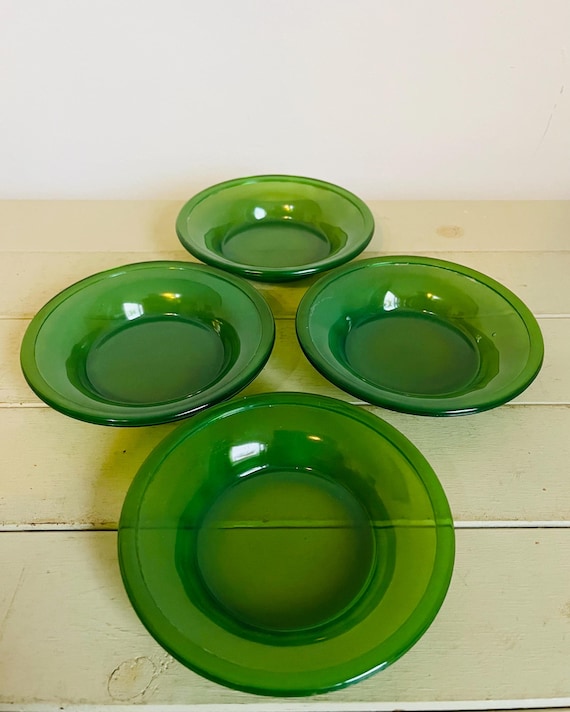 素敵なヴィンテージグリーンガラス食器4枚セット - Etsy 日本