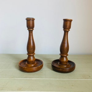 Lovely Vintage pair of Solid Wood Candlesticks Holders
