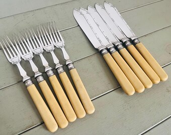 Vintage Silver Plated Fish Cutlery Set, Knives and Forks