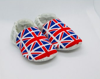 Union Jack Baby Booties: Handmade Fleece & Cotton Infant Slippers