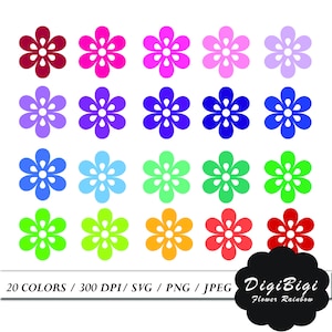 Flowers SVG, Flowers Clipart, Rainbow Flowers Clip Art, Flower Sticker, Printable Planner Flower Stickers, Vector Flowers, Teacher stickers