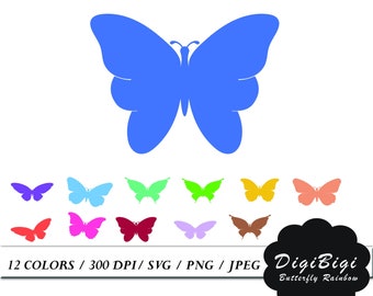 Schmetterling Clipart, druckbare Schmetterling Clipart, Regenbogen Schmetterling Clipart, Schmetterling SVG, 300dpi Schmetterling, Schmetterling SVG, Schmetterling Aufkleber